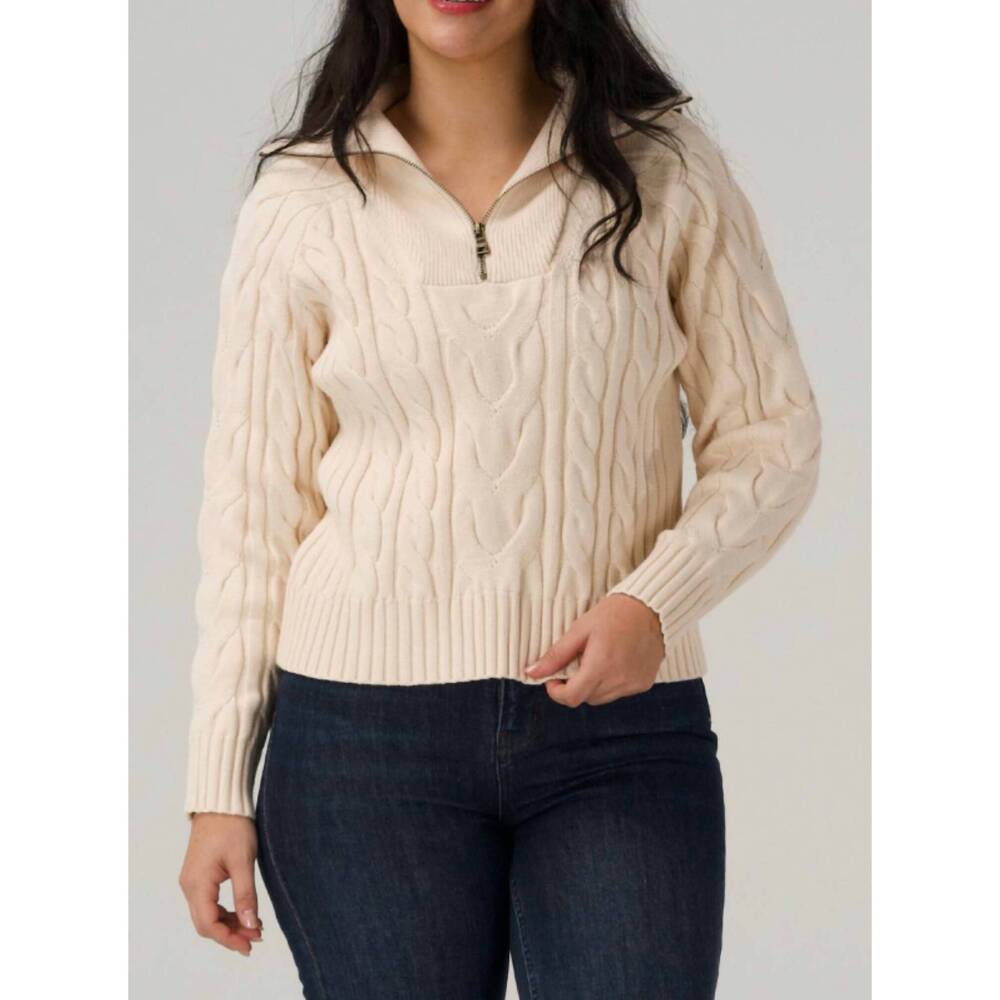NEW THE NORMAL BRAND lola everyday quarter zip sweater in cream